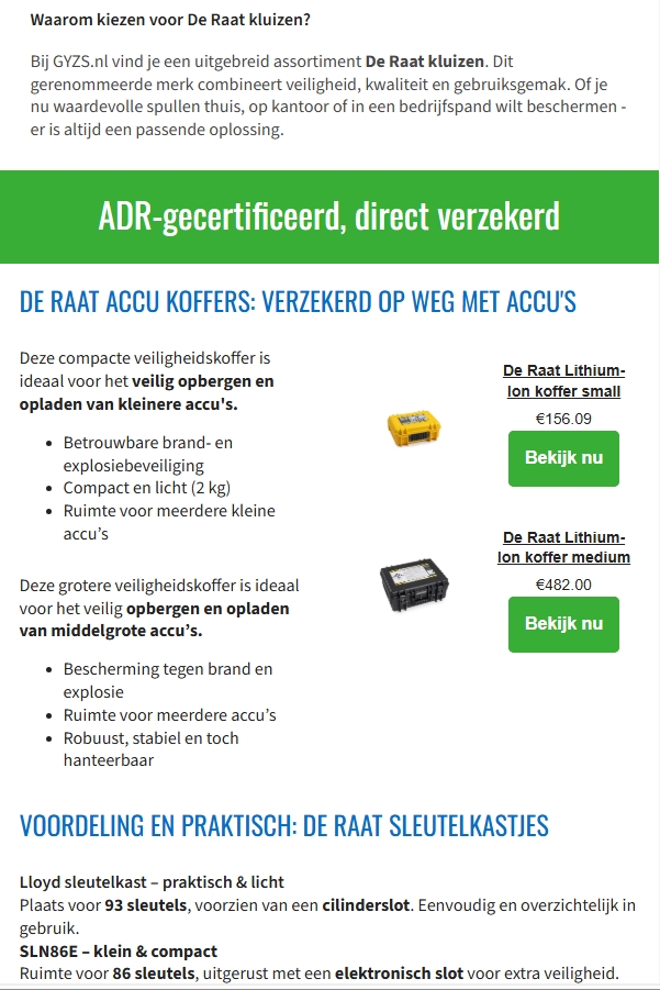 Productopzet en inhoud nieuwsbrief